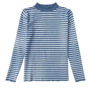 Cotton knit striped long sleeve T